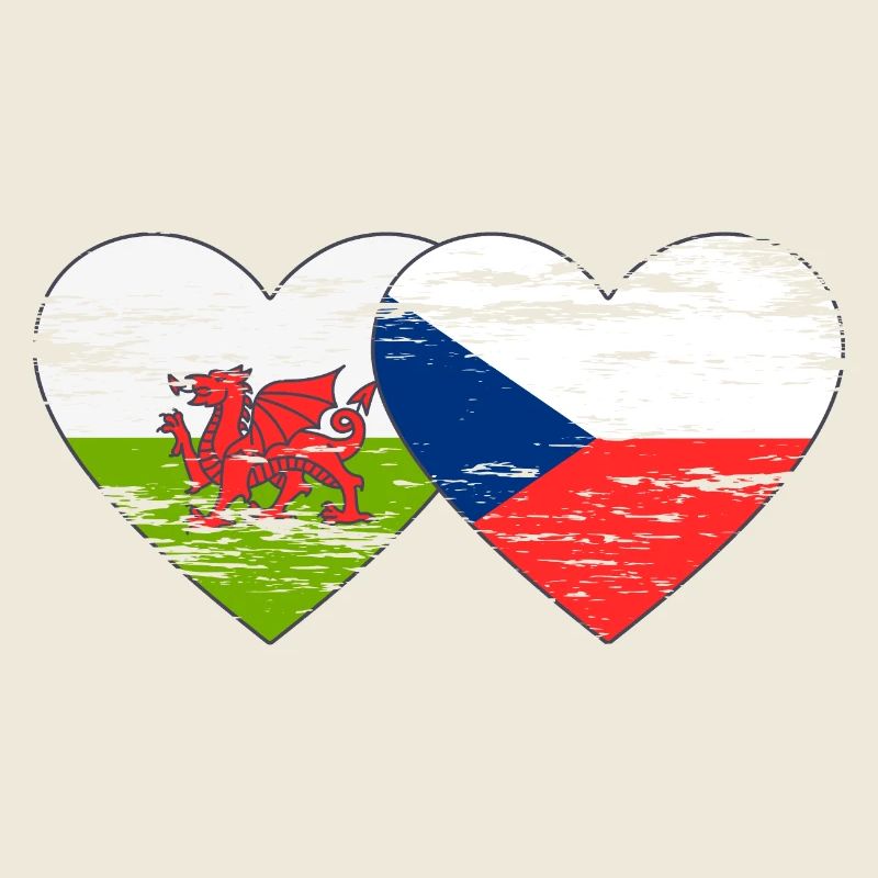 Pays de Galles République tchèque drapeau coeur utilisé