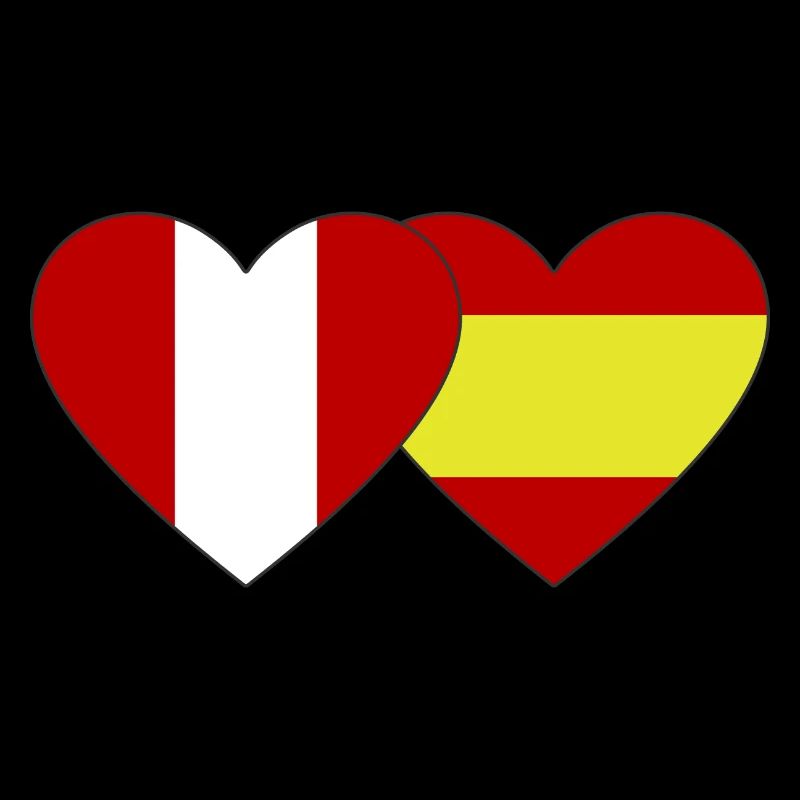 Pérou Espagne Drapeau Coeur