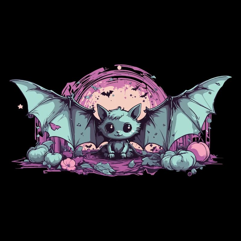 Goth Pastel Kawaii Bat Anime Style