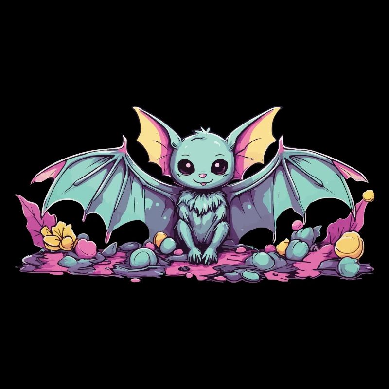 Kawaii Anime Goth Bat Pastel esthétique
