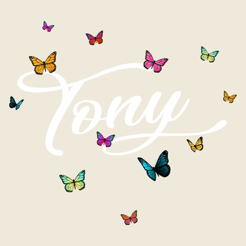 TONY - Mädchen Name mit bunten Schmetterlingen