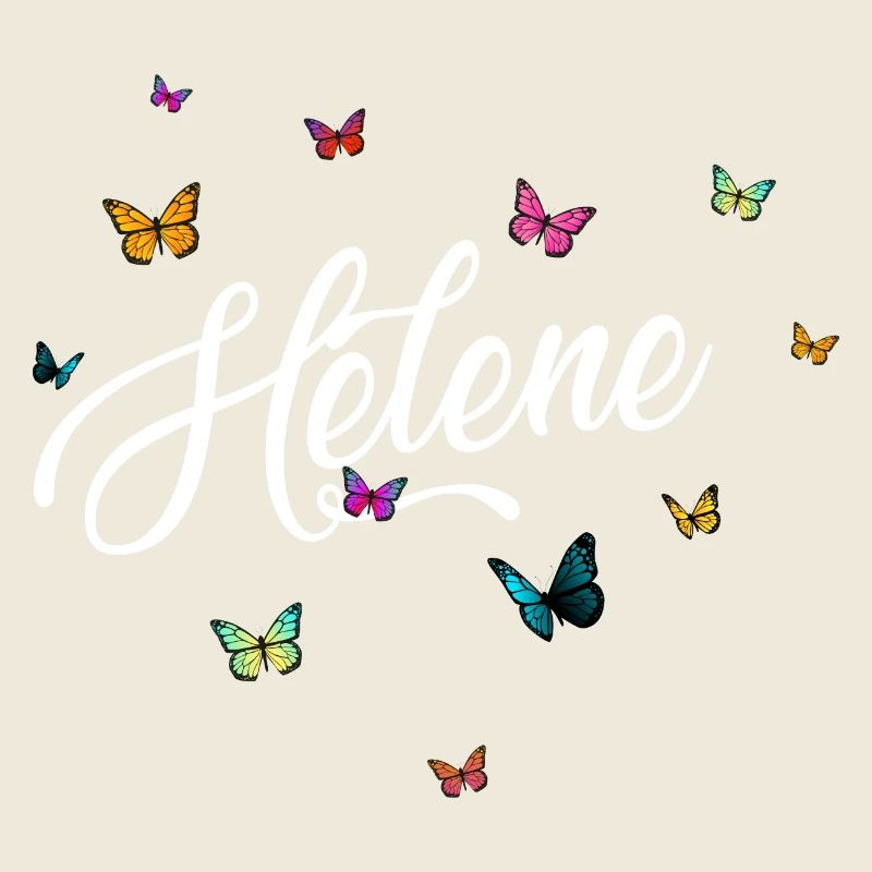 HELENE - Girl Name with Colorful Butterflies