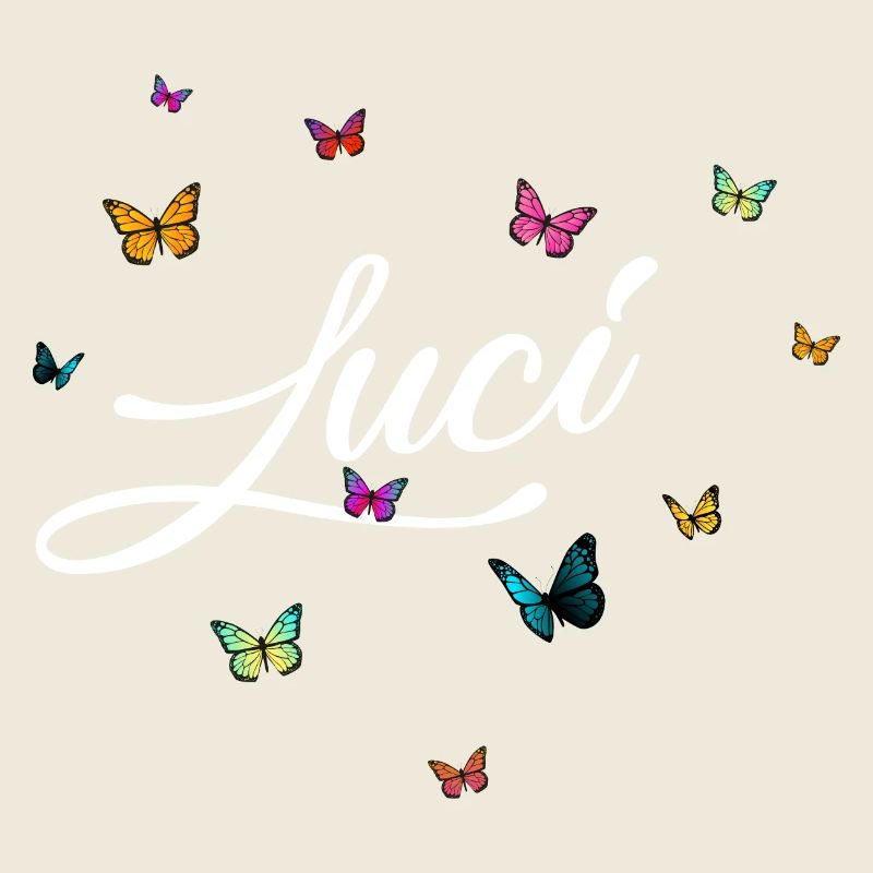 LUCI - Mädchen Name mit bunten Schmetterlingen