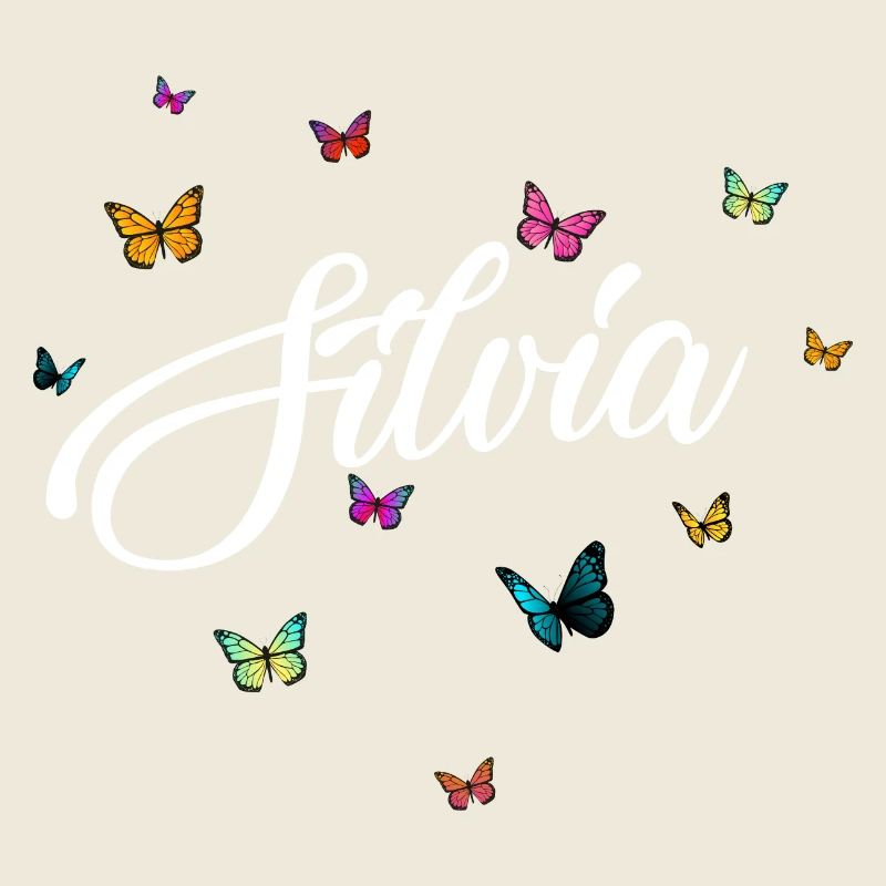 SILVIA - Nom de fille avec des papillons colorés