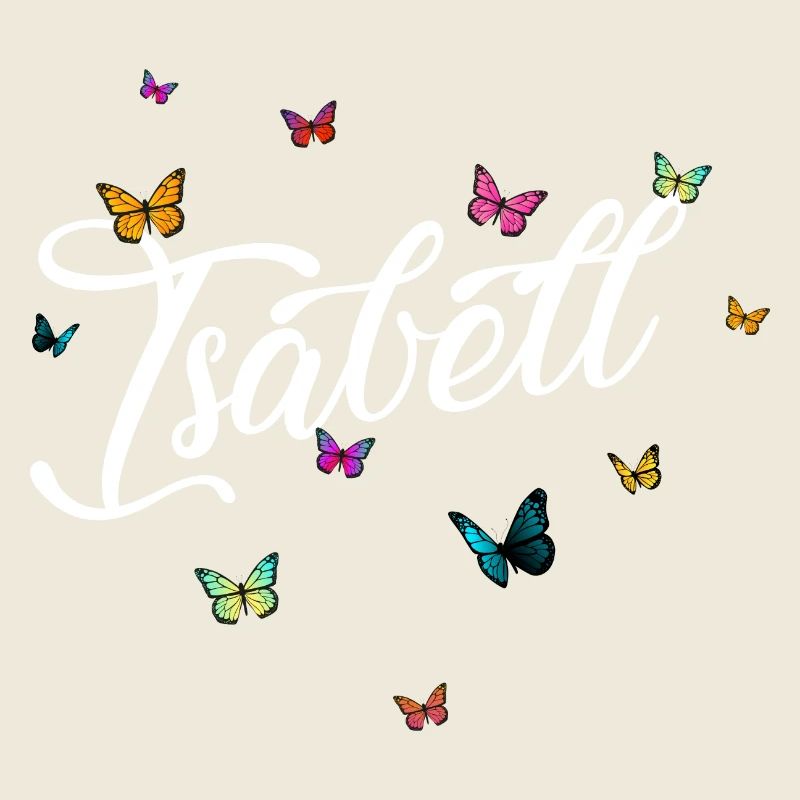 ISABELL - Mädchen Name mit bunten Schmetterlingen