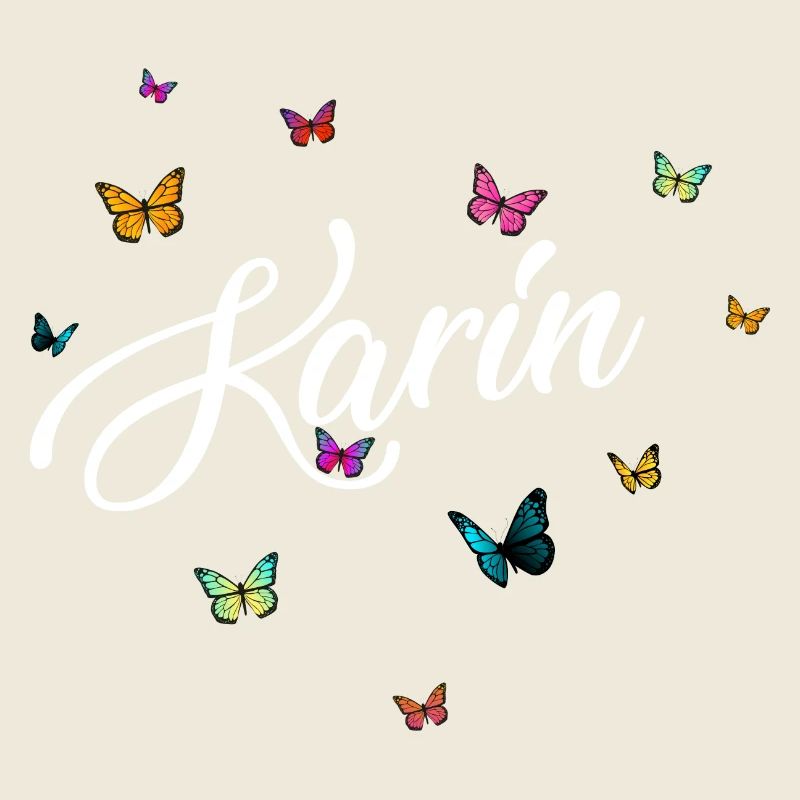 KARIN - Mädchen Name mit bunten Schmetterlingen