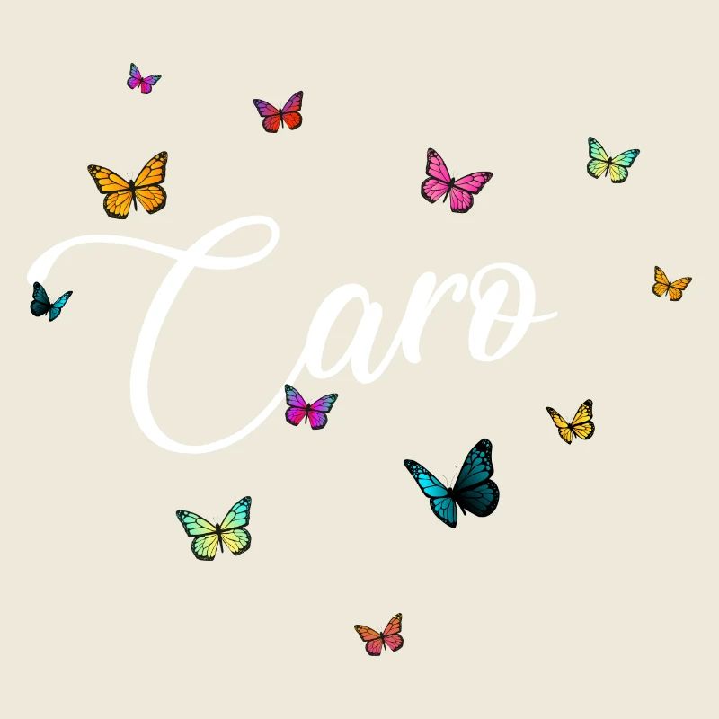 CARO - Mädchen Name mit bunten Schmetterlingen