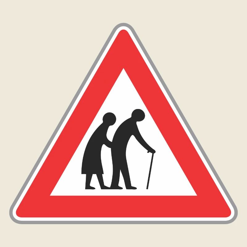 Road sign Old people red