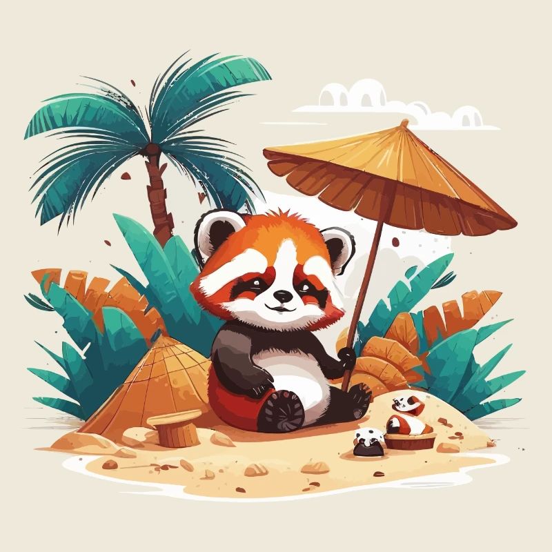 roter Panda auf einer Insel