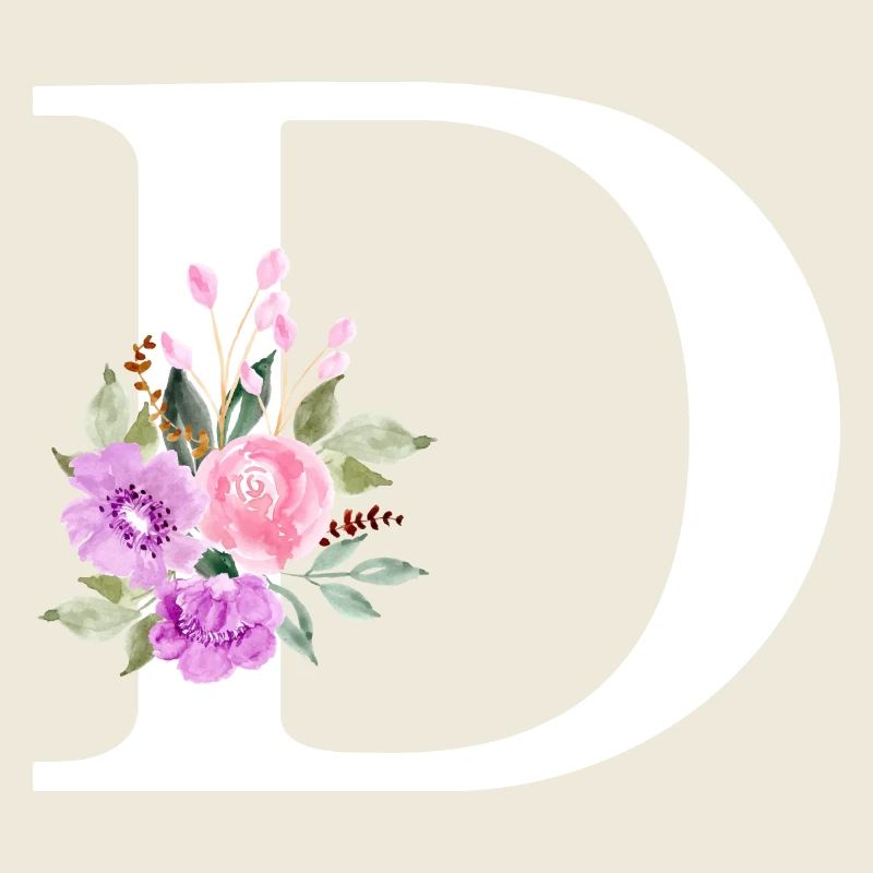 Lettre D floral violet