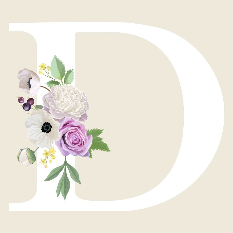Lettre D floral violet