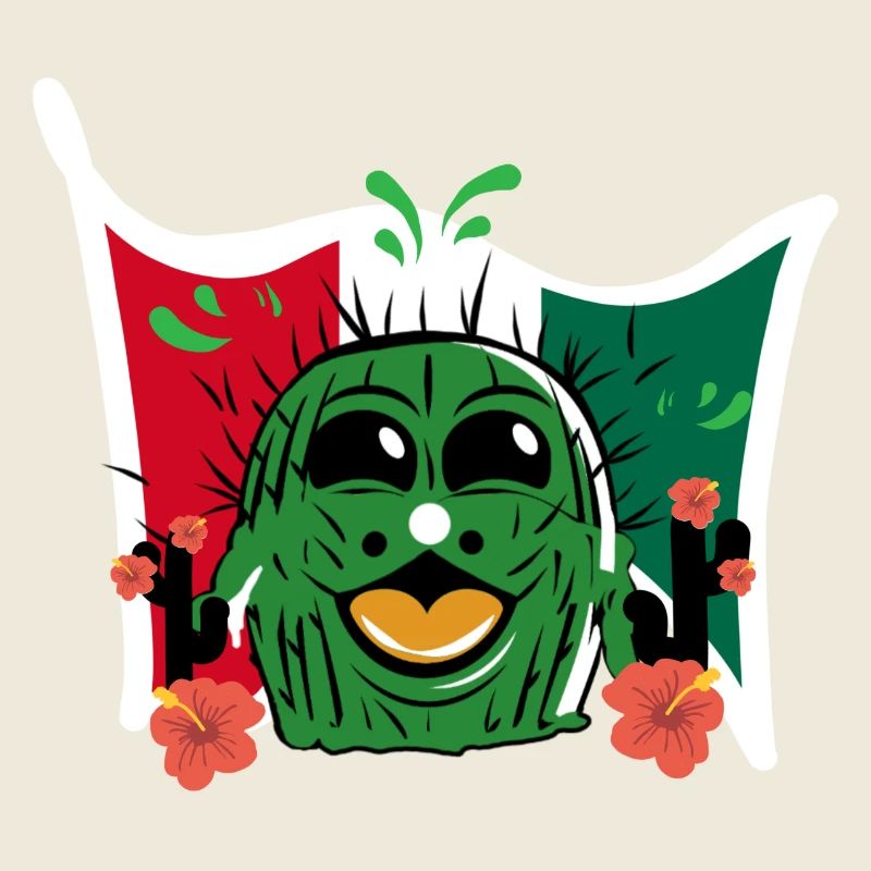 Cactus drôle avec drapeau du Mexique