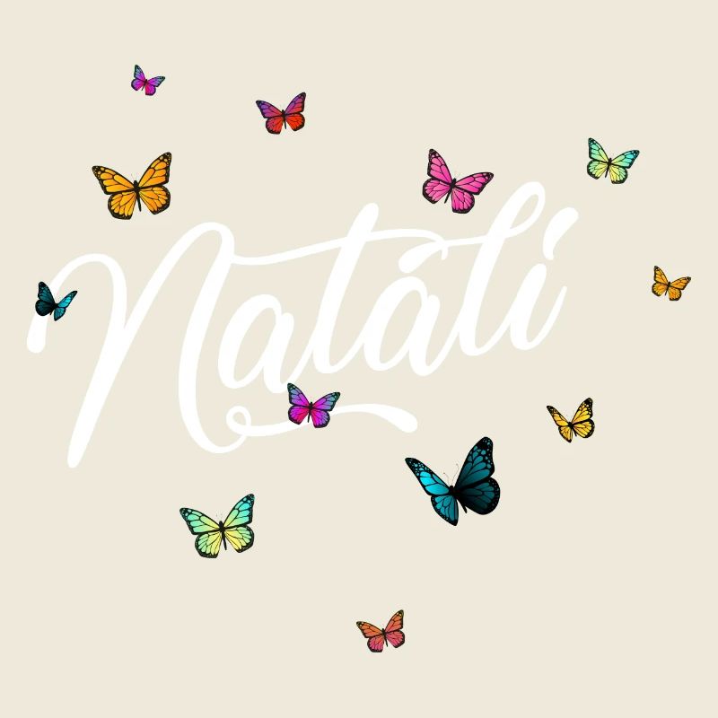 NATALI - Mädchen Name mit bunten Schmetterlingen