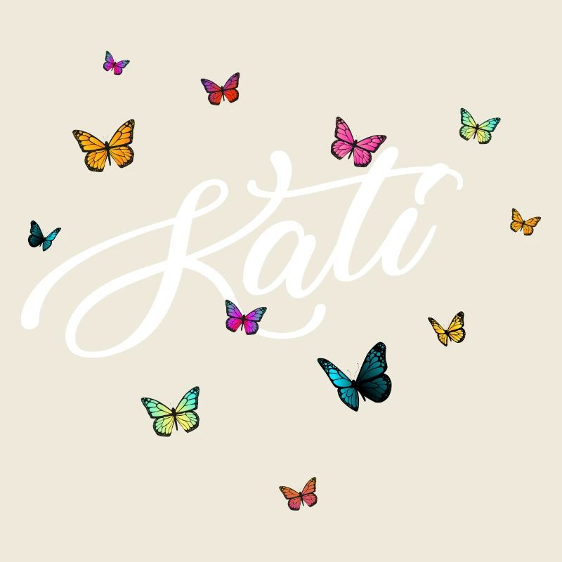 KATI - Mädchen Name mit bunten Schmetterlingen