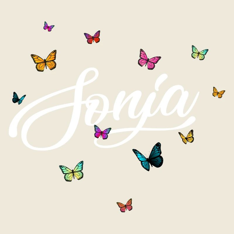 SONJA - Mädchen Name mit bunten Schmetterlingen