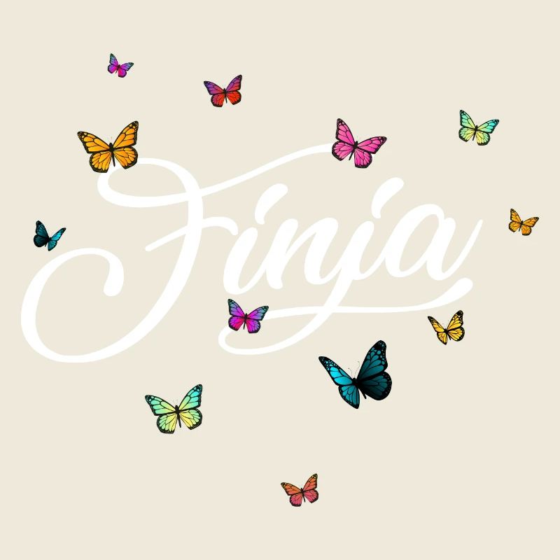 FINJA - Mädchen Name mit bunten Schmetterlingen