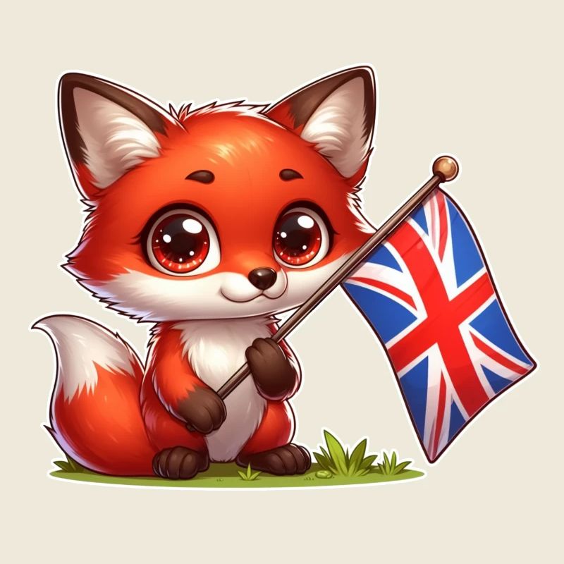 Renard mignon avec le drapeau du Royaume-Uni
