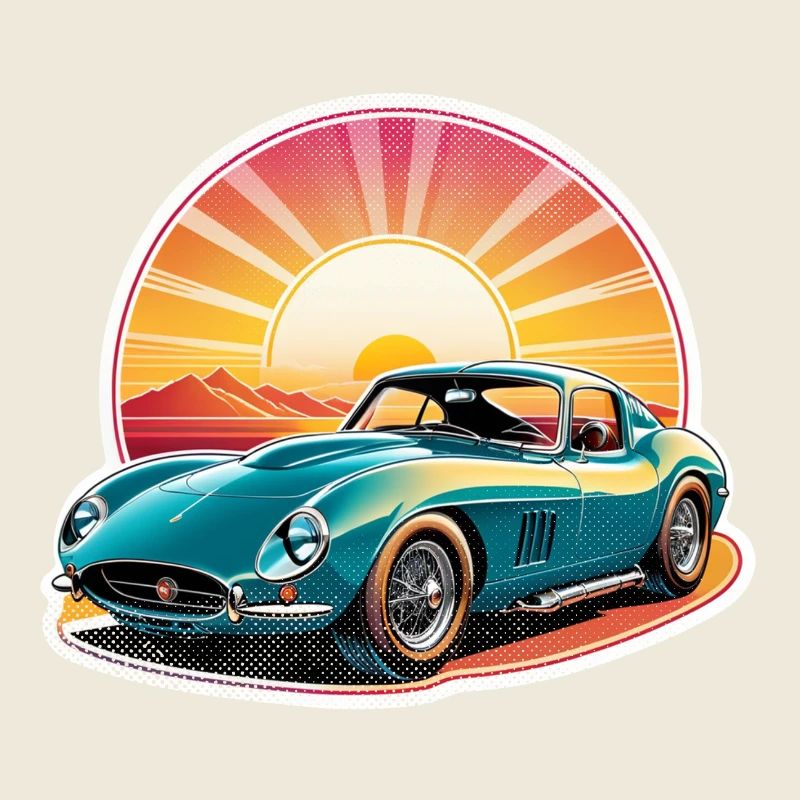 voiture vintage couché de soleil