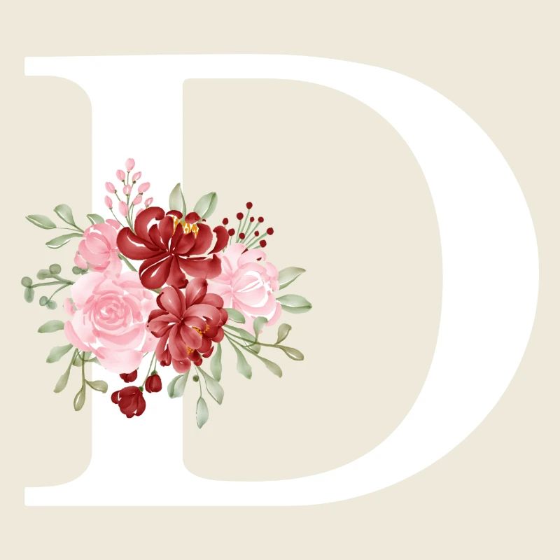 Lettre D floral rouge