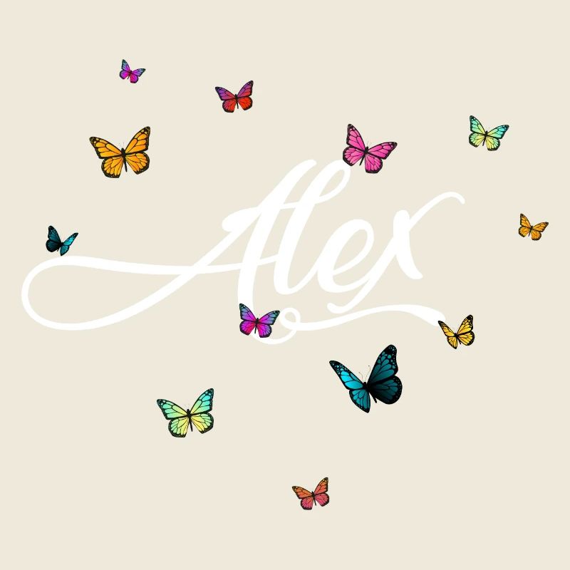 ALEX - Mädchen Name mit bunten Schmetterlingen