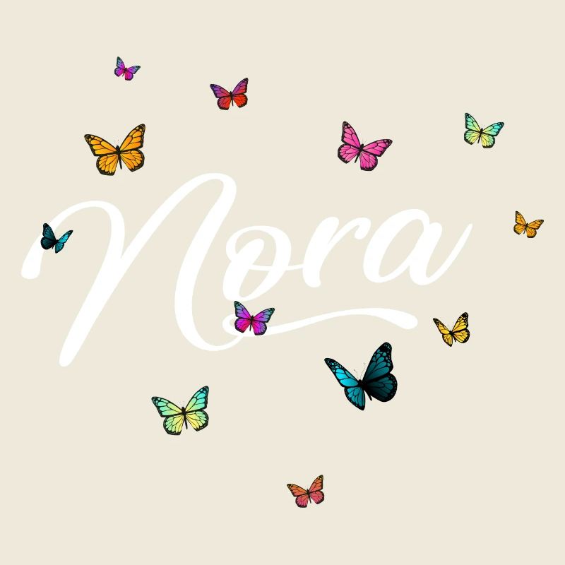 NORA - Mädchen Name mit bunten Schmetterlingen