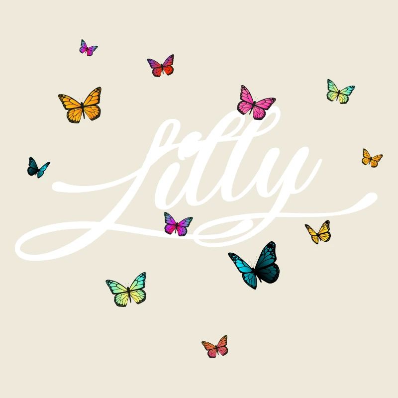 LILLY - Mädchen Name mit bunten Schmetterlingen