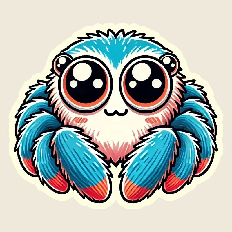 Mignon bleu rouge Jumping Spider est assis amical