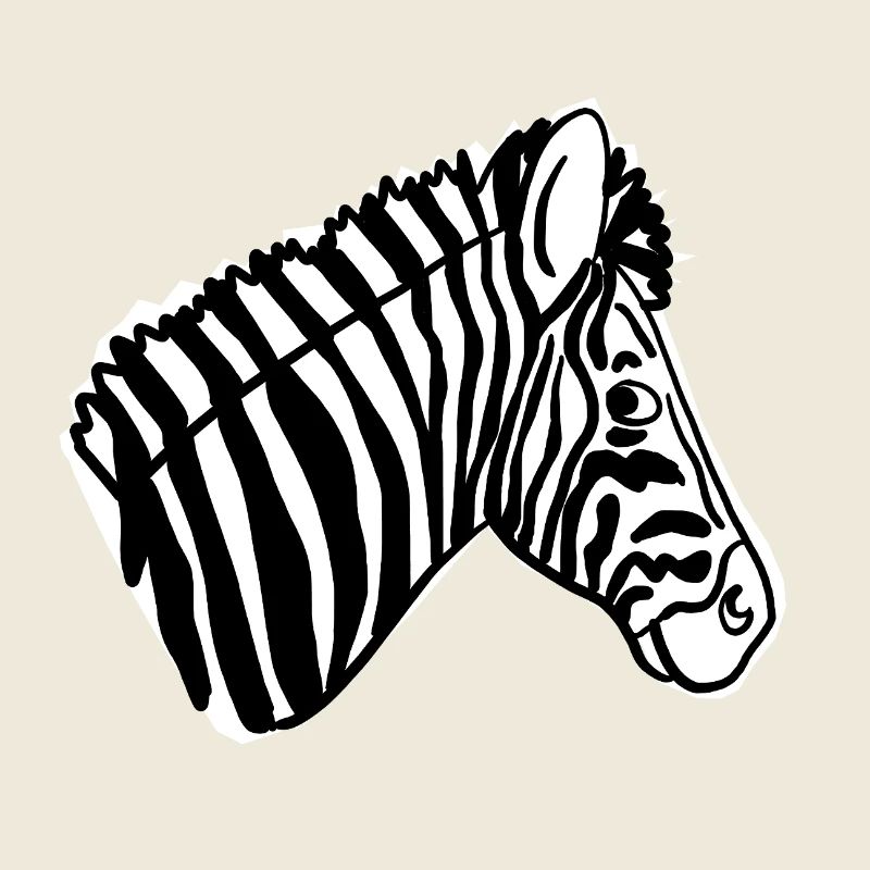 Zebra Head Black White Illustration