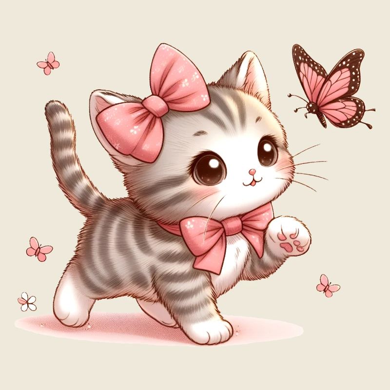 Katze mit Schmetterling