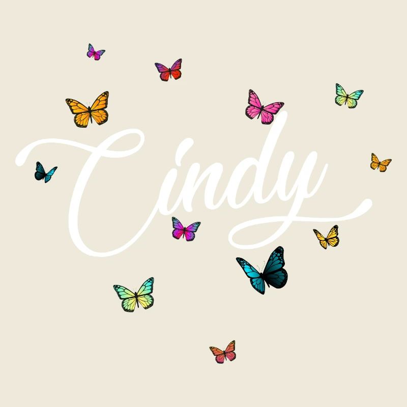 CINDY - Mädchen Name mit bunten Schmetterlingen