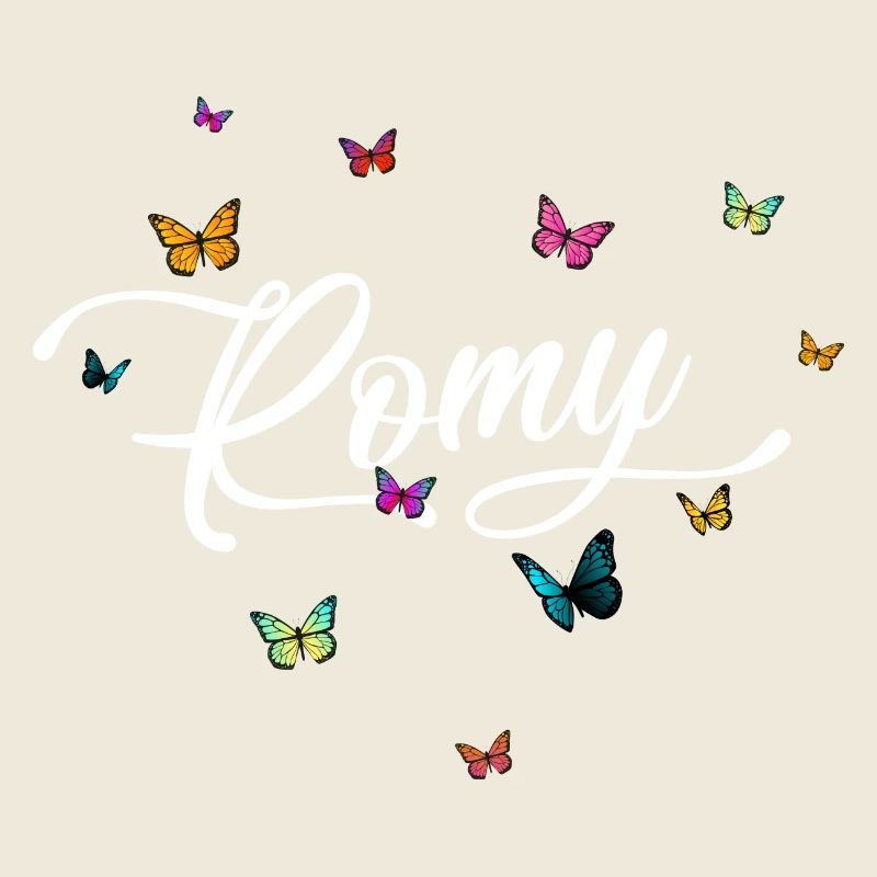 ROMY - Mädchen Name mit bunten Schmetterlingen