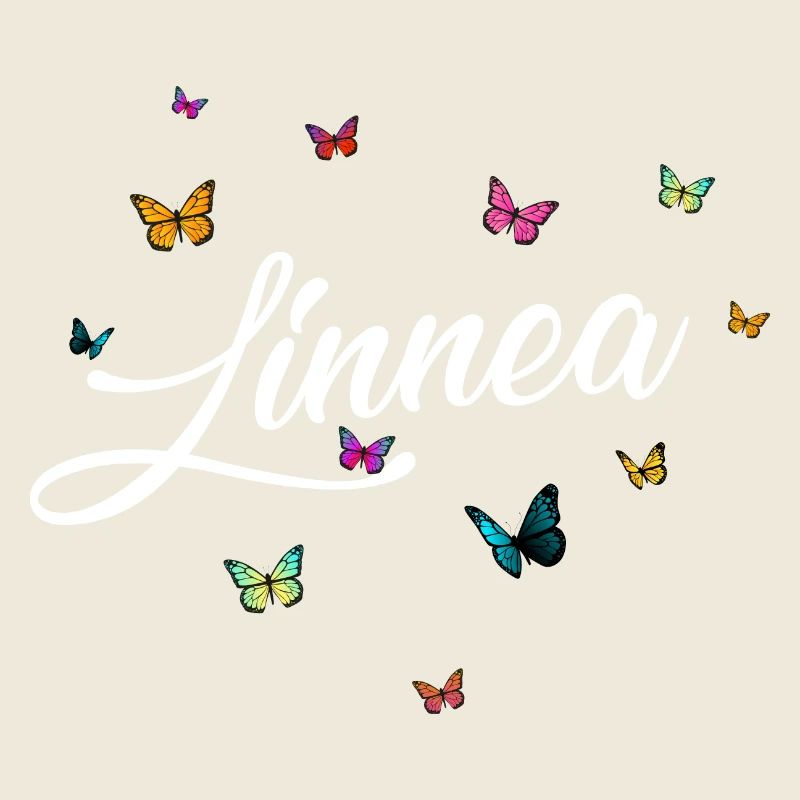 LINNEA - Mädchen Name mit bunten Schmetterlingen