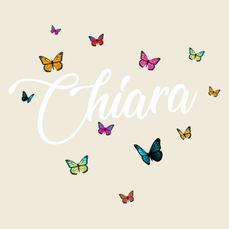 CHIARA - Mädchen Name mit bunten Schmetterlingen