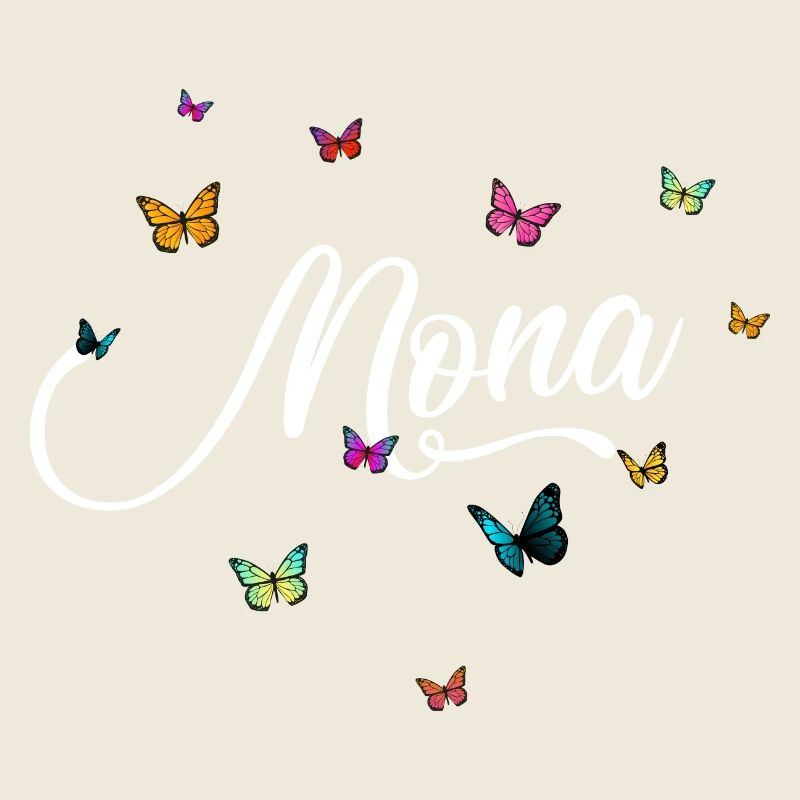 MONA - Prénom de fille avec des papillons colorés