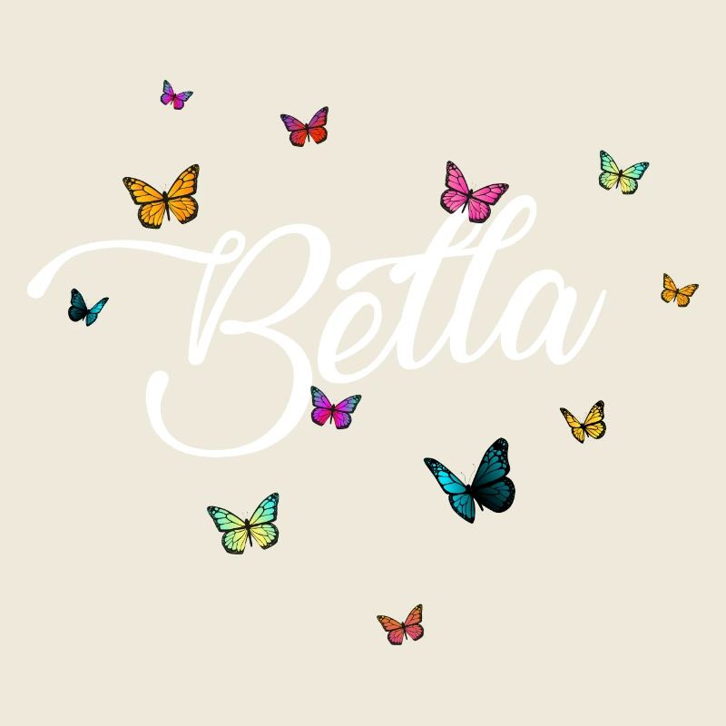 BELLA - Mädchen Name mit bunten Schmetterlingen