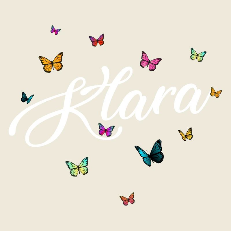 KLARA - Mädchen Name mit bunten Schmetterlingen