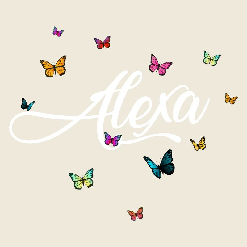 ALEXA - Nom de fille avec des papillons colorés