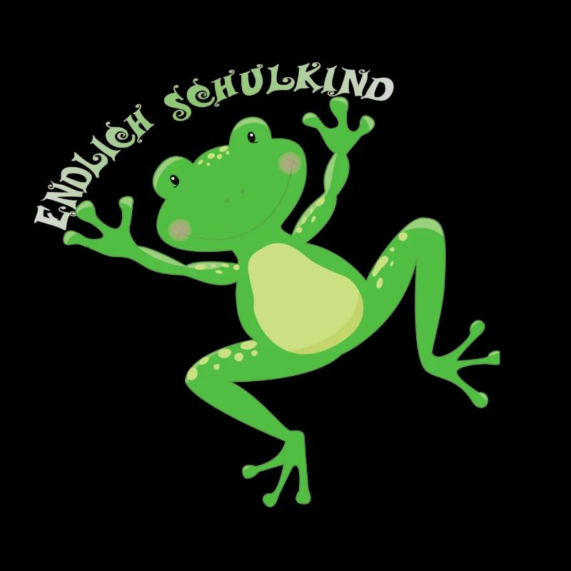 Endlich Schulkind freu Frosch Einschulung