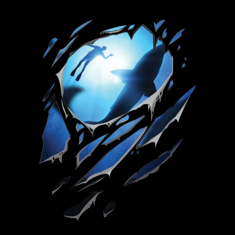 Ripped Diving Shark Gift Cracks