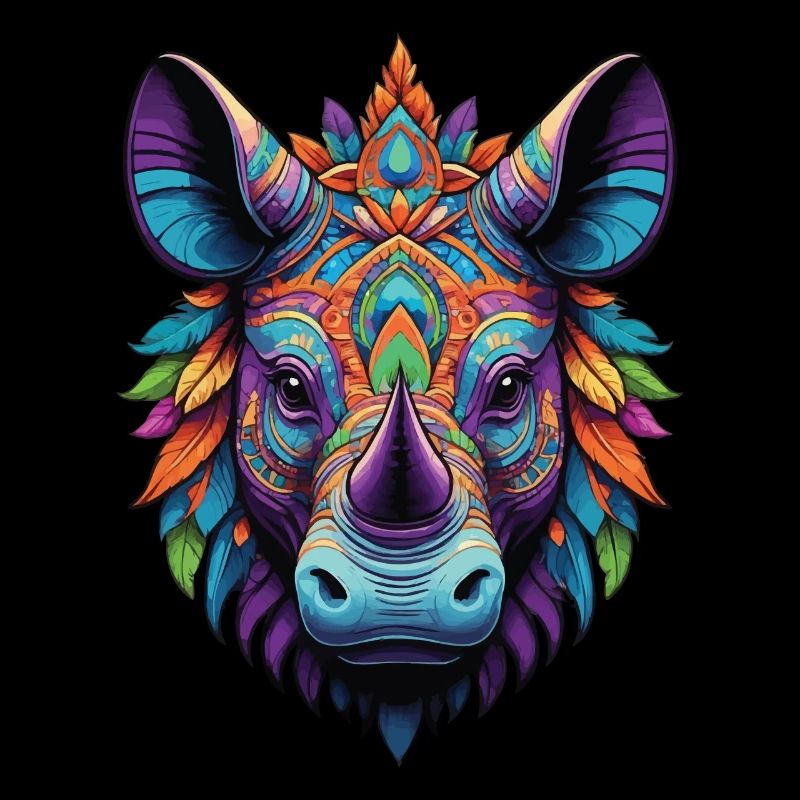 Conception de mandala spirituel rhinocéros