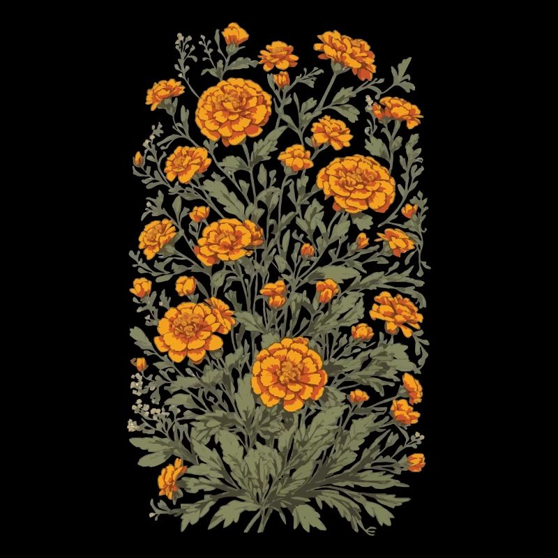 Vintage Blumen Design Tagetes Ästhetik
