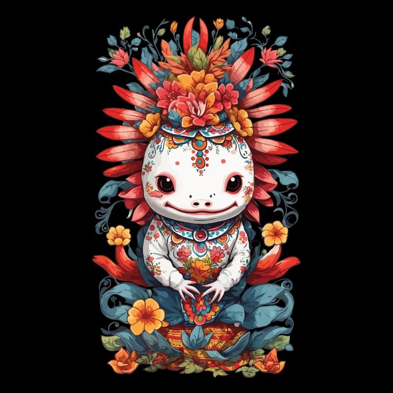 Mexican Floral Axolotl Pet Aesthetics