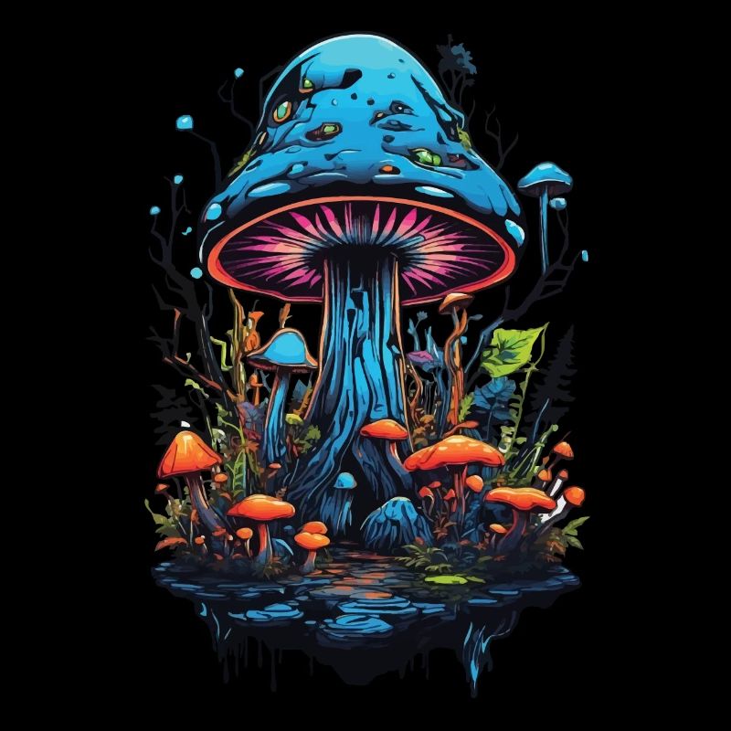 Lebendige Farben Wald Pilze Psychedelic Goa Trance