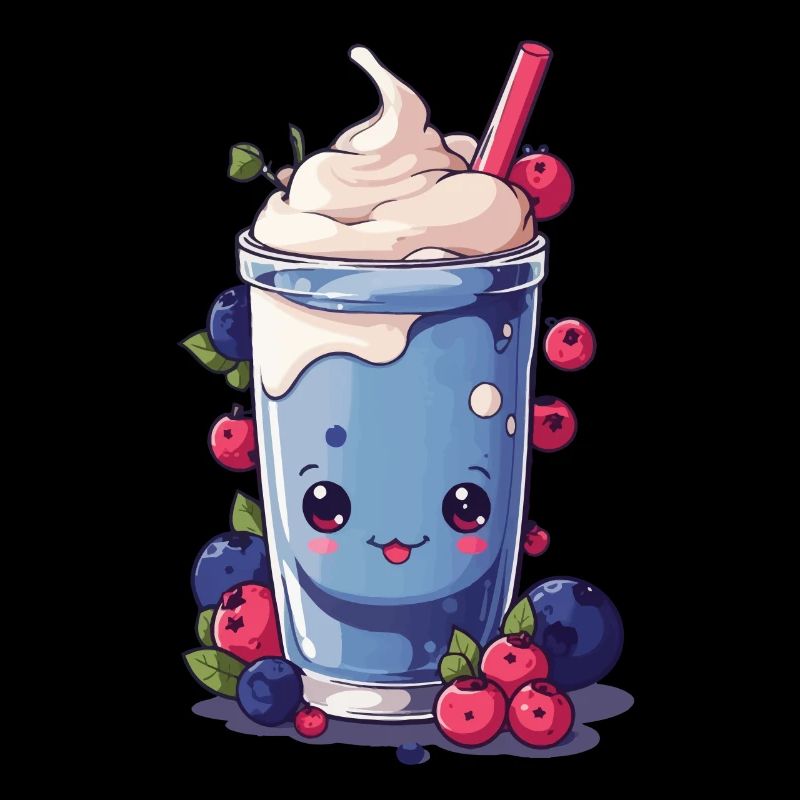 Beeren Milchshake Spaß Kawaii Anime Design