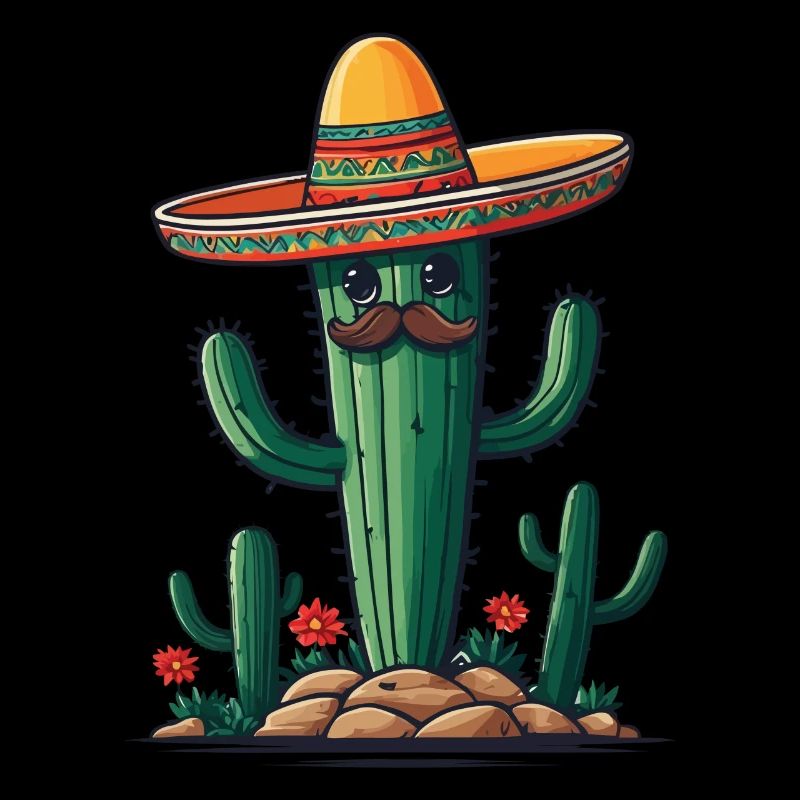 Cactus Fiesta Cacti With Sombrero Funny Design
