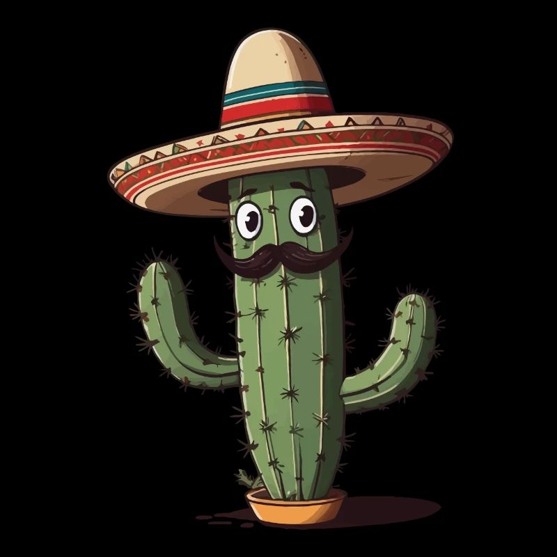 Cactus Fiesta Cacti With Sombrero Funny Design