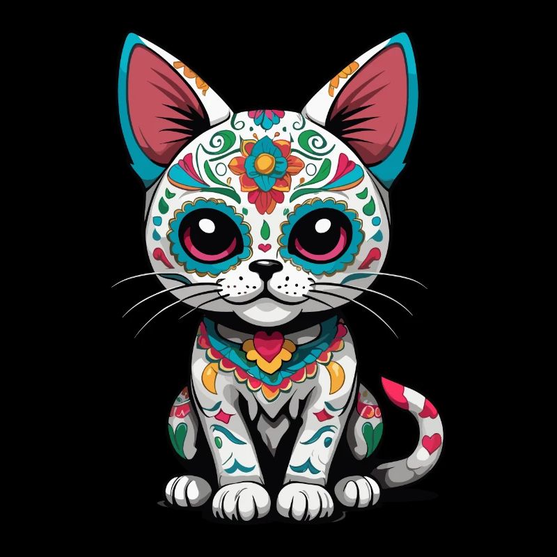 Design emblématique de chat du Mexique Sugar Skull