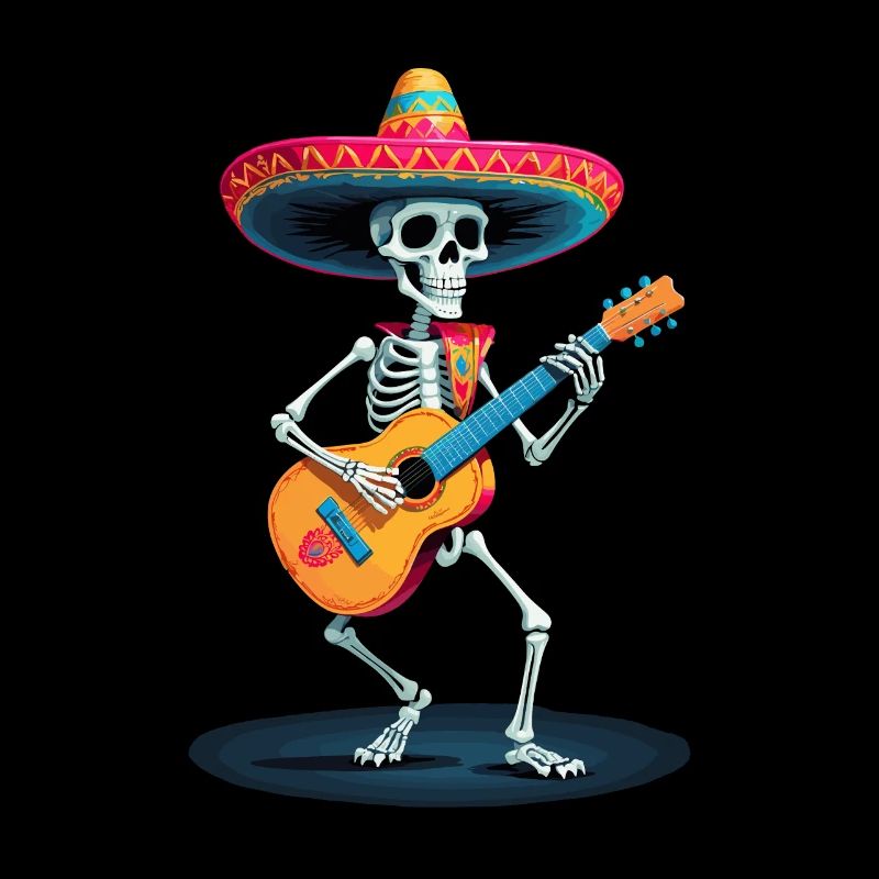 Mexican Mariachi Skeleton Guitar Music