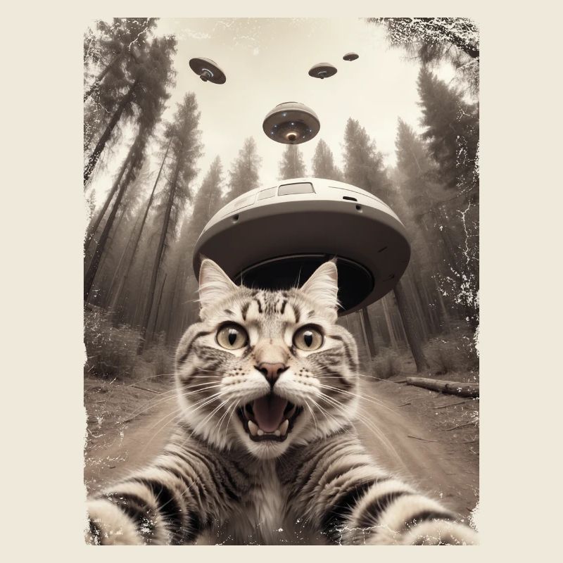 Funny Cat Selfie Alien Spaceship