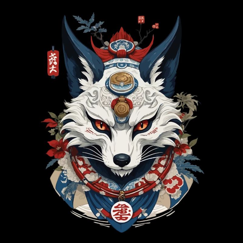 Ukiyo-E Kunst Stil Japan Fuchsgeist Kitsune Maske